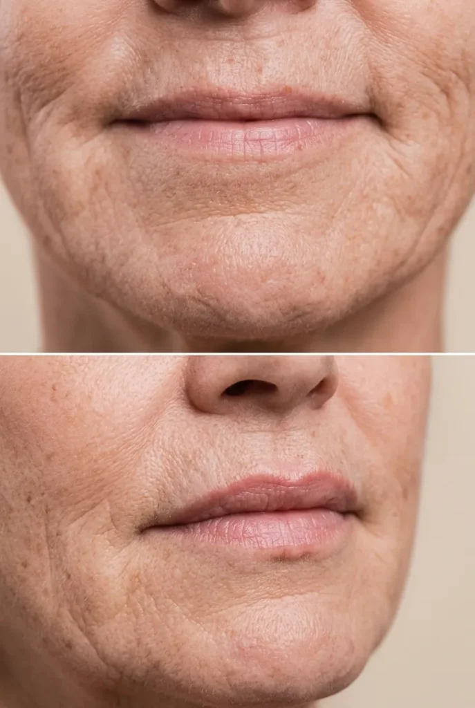 Cupids bow lip filler before and after results showing enhanced definition and balanced lip shape.