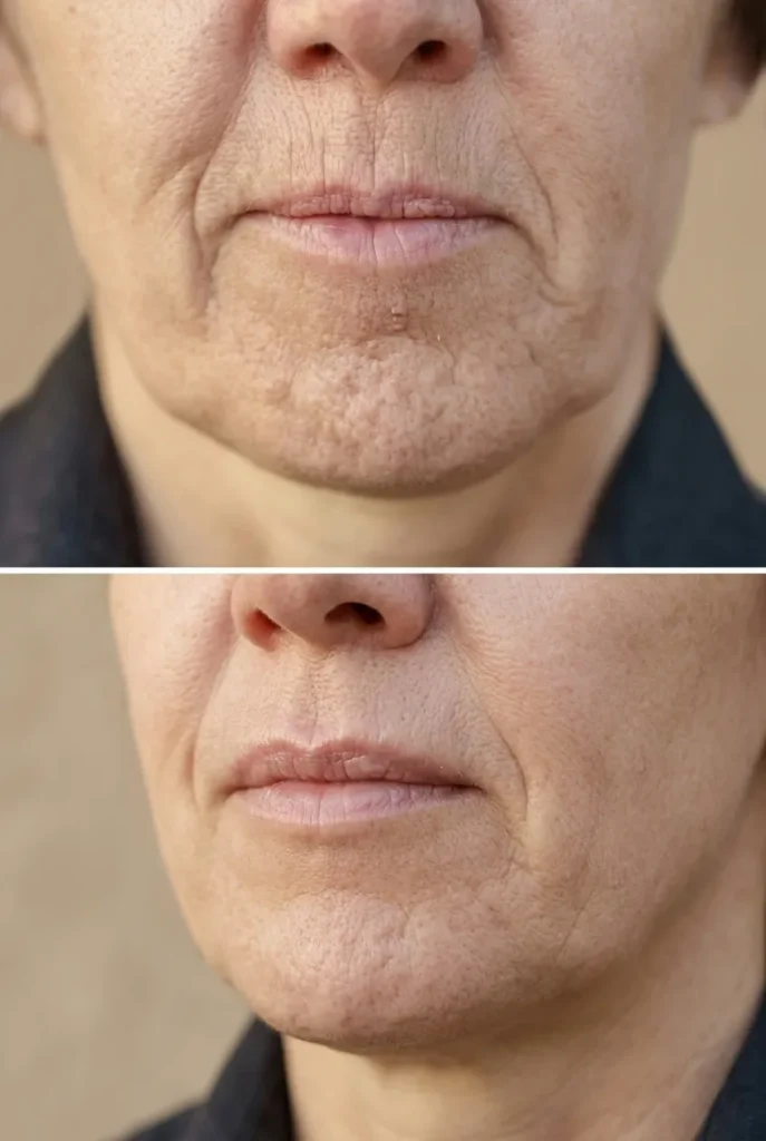 Smokers lines filler before and after results showing smoother skin and reduced lip lines.